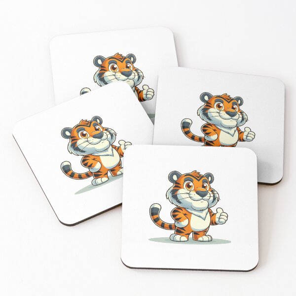 Item preview, Cheerful cartoon tiger character giving a thumbs up, showcasing bright orange and black stripes. designed and sold by cave-canvas.