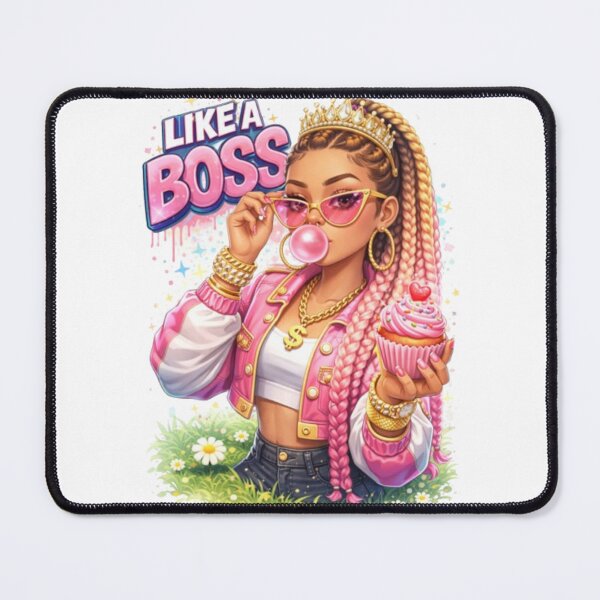 Item preview, Like a Boss Pink Girl with Cupcake & Crown Art designed and sold by Boryana12.
