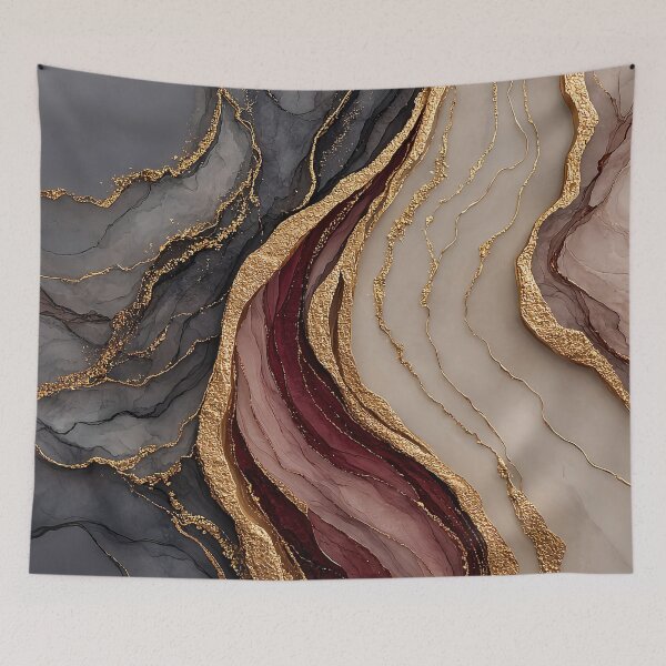 Item preview, Beautiful Crimson and Slate Fluid Gemstone with Gold designed and sold by Nine Lives Studio.