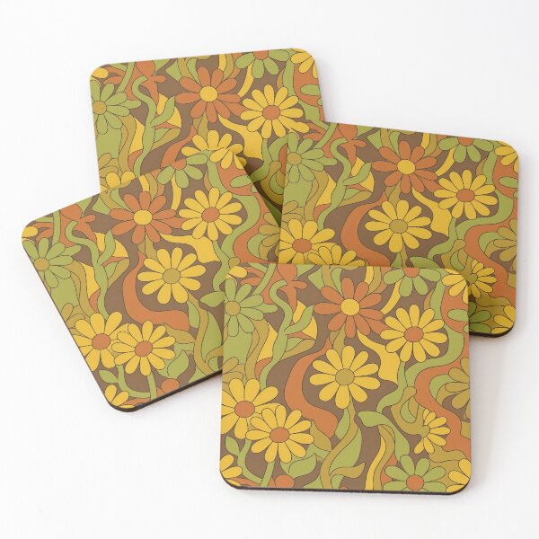 Item preview, Retro 70s Floral Psychedelic Seamless Pattern designed and sold by InkedHorizon.