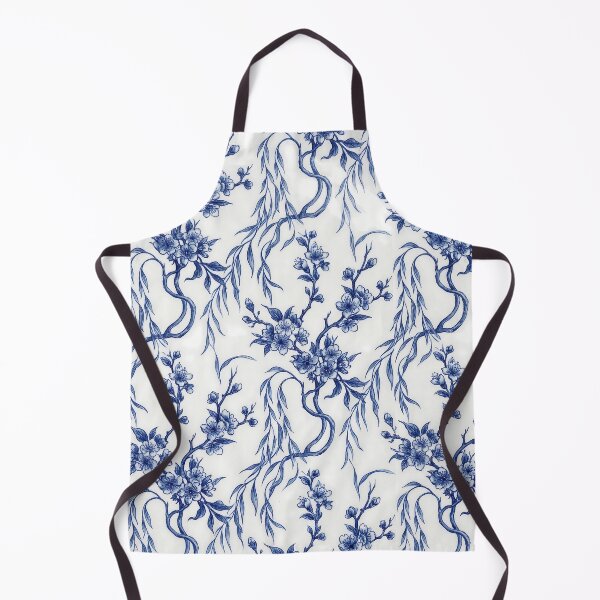 Item preview, Vintage Blue and White Chinoiserie Cherry Blossom Pattern designed and sold by InkedHorizon.