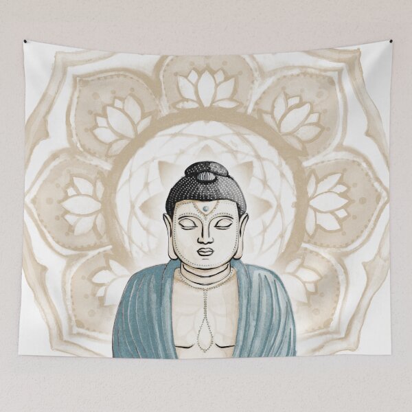 Item preview, Buddha Padma Watercolor - Fawn Coal Peacock - Fawn Halo designed and sold by Irene Estelle.