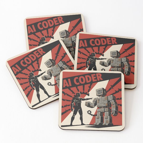 Item preview, AI Coder Retro Constructivist Robot Art for Software Engineers designed and sold by nullwizard.