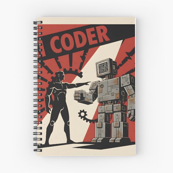 Item preview, AI Coder Retro Constructivist Robot Art for Software Engineers designed and sold by nullwizard.