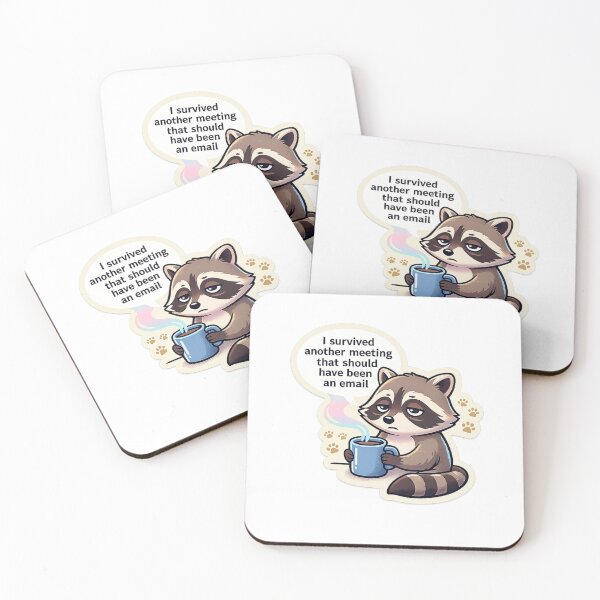 Item preview, I Survived Another Meeting That Should Have Been An Email Raccoon | Funny Corporate Humor Sticker designed and sold by irfanshikh.