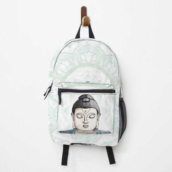 Item preview, Buddha Padma Watercolor - Fawn Coal Peacock - Mint Halo designed and sold by Irene Estelle.