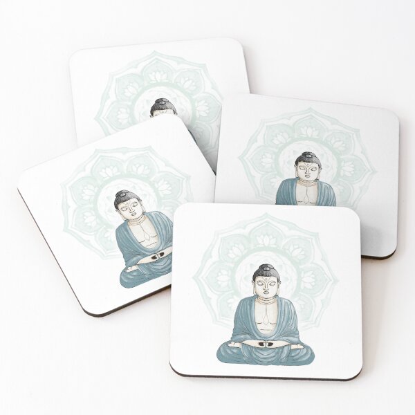 Item preview, Buddha Padma Watercolor - Fawn Coal Peacock - Mint Halo designed and sold by Irene Estelle.