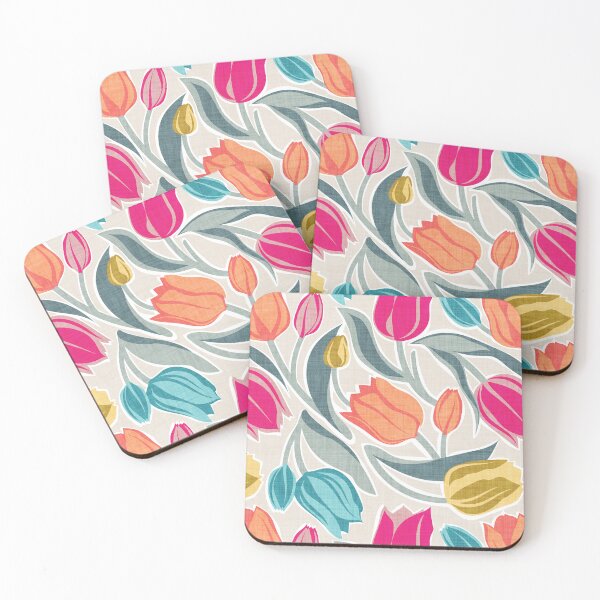 Item preview, Bloom-erang tulips - beige background bold colorful spring flowers designed and sold by SelmaCardoso.