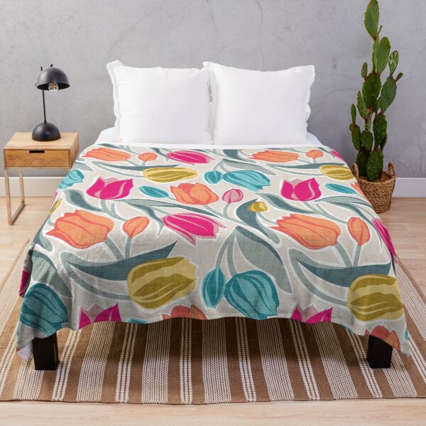 Item preview, Bloom-erang tulips - beige background bold colorful spring flowers designed and sold by SelmaCardoso.