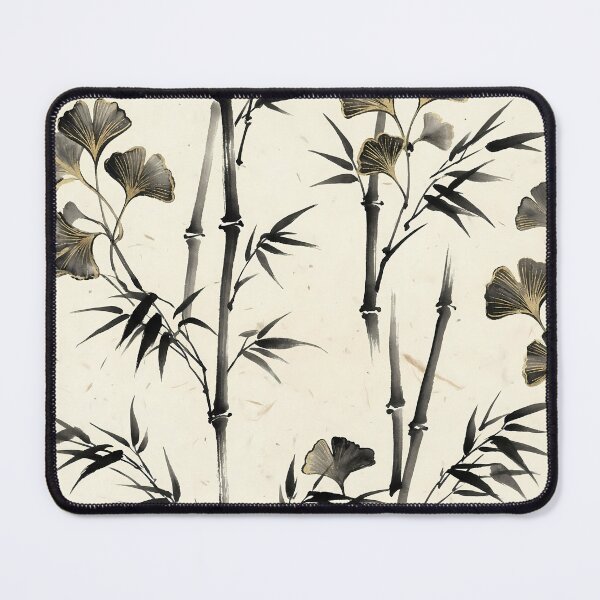 Item preview, Vintage Japanese Bamboo and Ginkgo Leaves Seamless Pattern designed and sold by InkedHorizon.