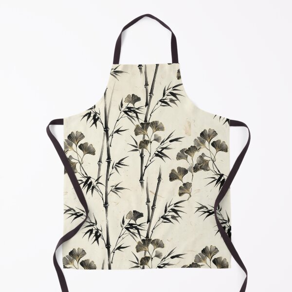 Item preview, Vintage Japanese Bamboo and Ginkgo Leaves Seamless Pattern designed and sold by InkedHorizon.