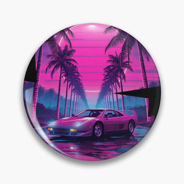 Item preview, Ferrar F40 80s retro-futuristic landscape with palm trees and a sports car neon colors 9 designed and sold by Neon G.