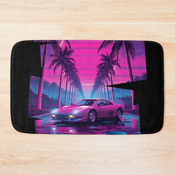 Item preview, Ferrar F40 80s retro-futuristic landscape with palm trees and a sports car neon colors 9 designed and sold by Neon G.