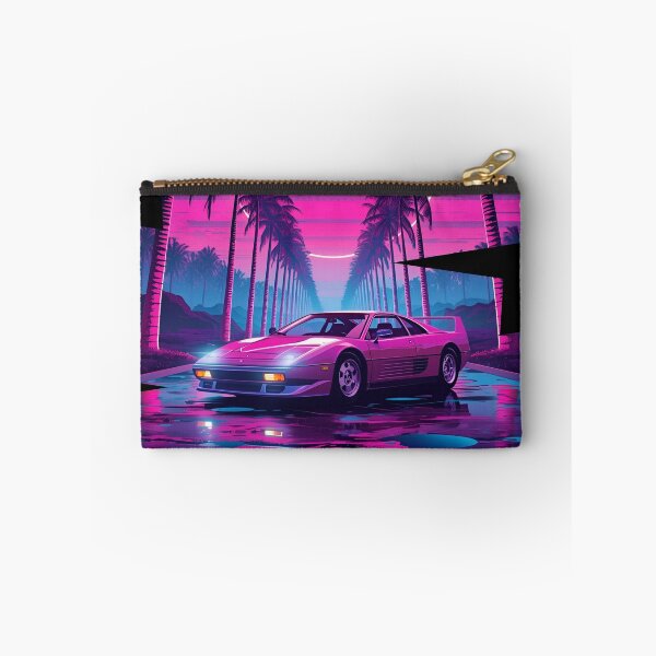 Item preview, Ferrar F40 80s retro-futuristic landscape with palm trees and a sports car neon colors 9 designed and sold by Neon G.