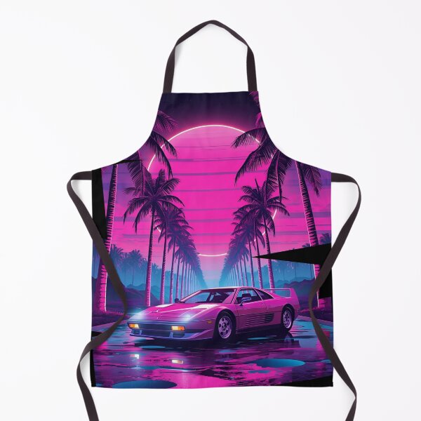 Item preview, Ferrar F40 80s retro-futuristic landscape with palm trees and a sports car neon colors 9 designed and sold by Neon G.