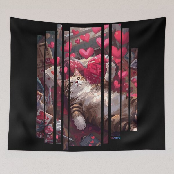 Item preview, a cat sitting surrounded by hearts  5 designed and sold by Neon G.