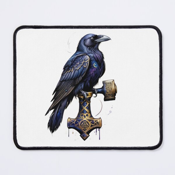 Item preview, Thunder Raven - Odin's Messenger on Thor's Hammer Mjölnir designed and sold by RunicTide.
