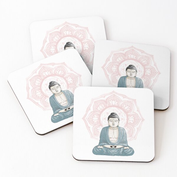 Item preview, Buddha Padma Watercolor - Fawn Coal Peacock - Pink Halo designed and sold by Irene Estelle.