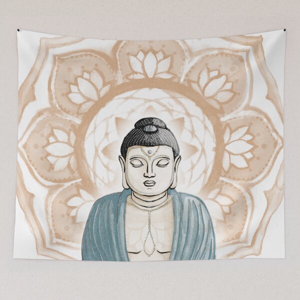 Item preview, Buddha Padma Watercolor - Fawn Coal Peacock - Rust Halo designed and sold by Irene Estelle.