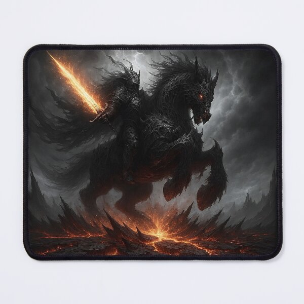 Item preview, Hellfire Abyssal Knight & Demonic Steed | Dark Fantasy Art designed and sold by MouradStudio.