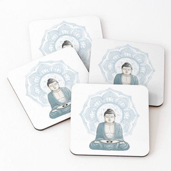 Item preview, Buddha Padma Watercolor - Fawn Coal Peacock - Sky Halo designed and sold by Irene Estelle.