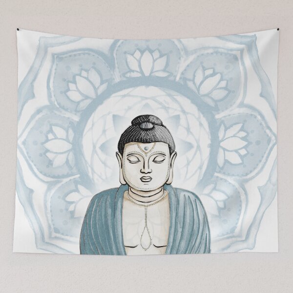 Item preview, Buddha Padma Watercolor - Fawn Coal Peacock - Sky Halo designed and sold by Irene Estelle.