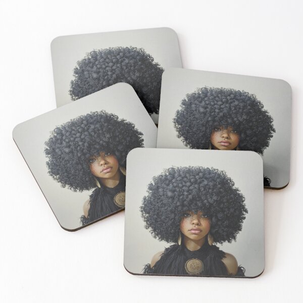 Item preview, Elegant Portrait of Woman with Voluminous Afro and Gold Medallion designed and sold by Shannon Hilson.
