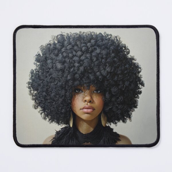 Item preview, Elegant Portrait of Woman with Voluminous Afro and Gold Medallion designed and sold by Shannon Hilson.