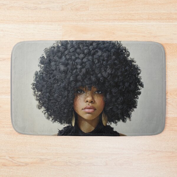 Item preview, Elegant Portrait of Woman with Voluminous Afro and Gold Medallion designed and sold by Shannon Hilson.