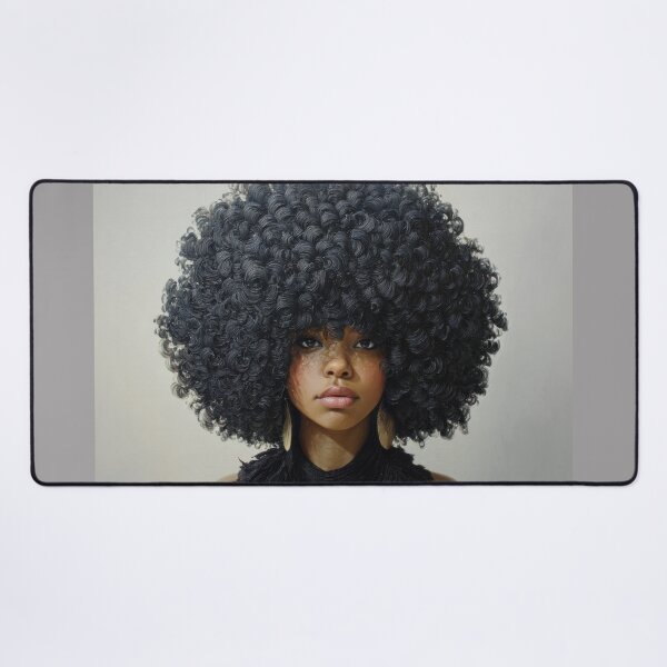 Item preview, Elegant Portrait of Woman with Voluminous Afro and Gold Medallion designed and sold by Shannon Hilson.