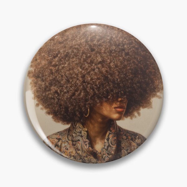 Item preview, Retro Fashion Portrait with Oversized Afro and Ornate Patterned Clothing designed and sold by Shannon Hilson.