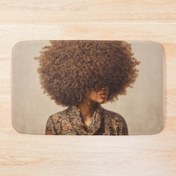 Item preview, Retro Fashion Portrait with Oversized Afro and Ornate Patterned Clothing designed and sold by Shannon Hilson.