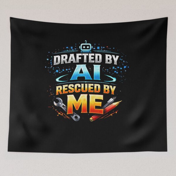 Item preview, Drafted by AI, Rescued by Me Funny Programmer Design designed and sold by FunnyDesignsArt.
