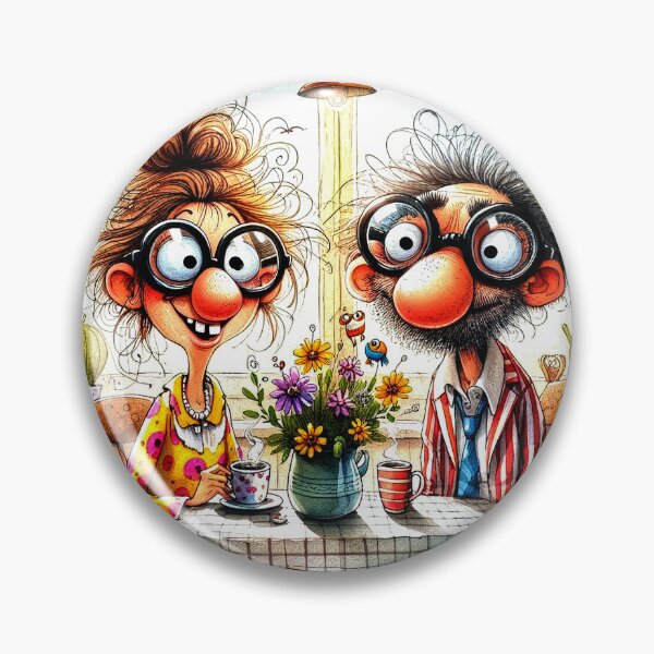 Item preview, Comical Couple Drinking Morning Coffee designed and sold by Beyond The Canvas.