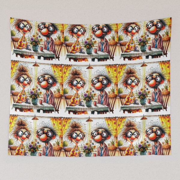 Item preview, Comical Couple Drinking Morning Coffee designed and sold by Beyond The Canvas.