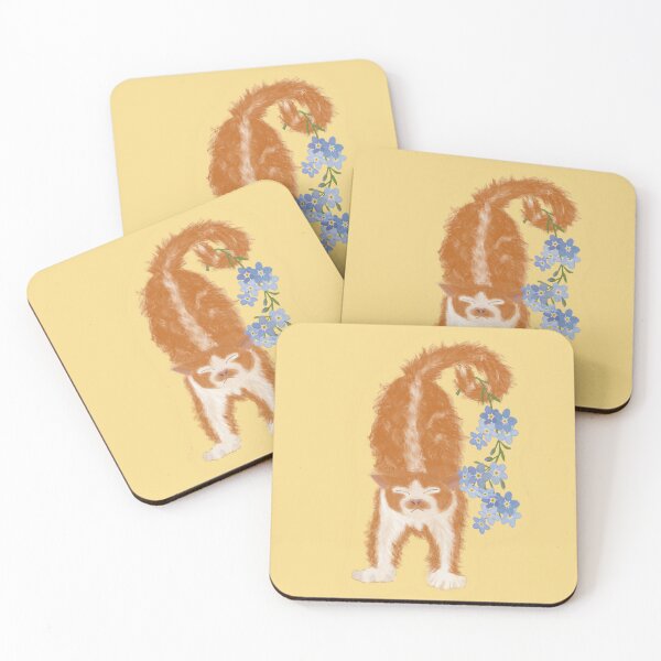 Item preview, Whimsical floofy orange cat with forget-me-nots designed and sold by Felkie.