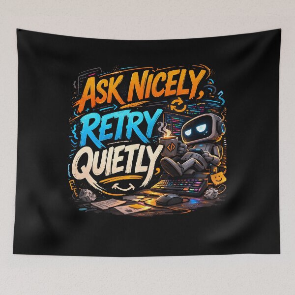 Item preview, Ask Nicely, Retry Quietly Funny Programmer Design designed and sold by FunnyDesignsArt.