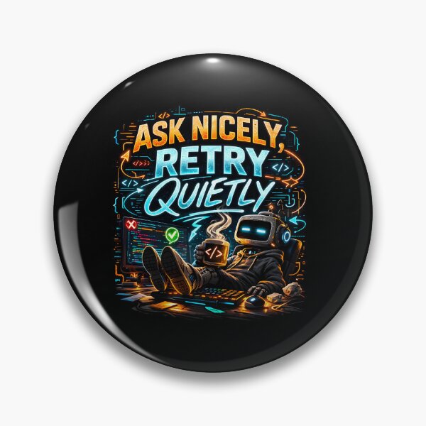 Item preview, Ask Nicely, Retry Quietly Funny Programmer Design designed and sold by FunnyDesignsArt.