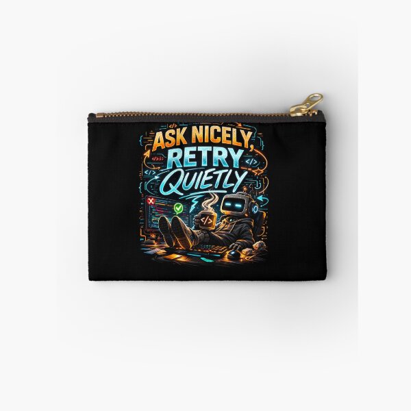 Item preview, Ask Nicely, Retry Quietly Funny Programmer Design designed and sold by FunnyDesignsArt.