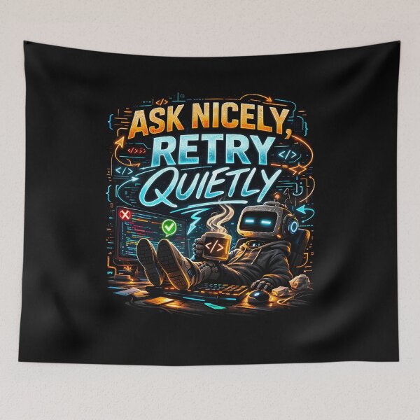 Item preview, Ask Nicely, Retry Quietly Funny Programmer Design designed and sold by FunnyDesignsArt.