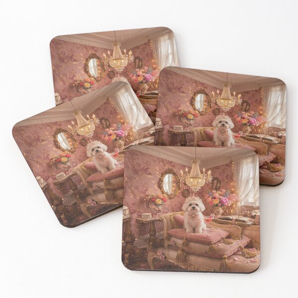 Item preview, Coquette Puppy in Pink Vintage Bedroom designed and sold by ChipchaOddities.