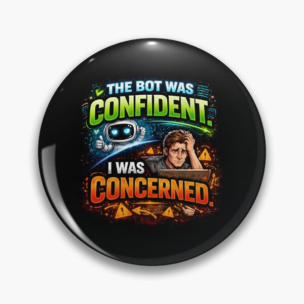 Item preview, The Bot Was Confident, I Was Concerned Funny AI Design designed and sold by FunnyDesignsArt.