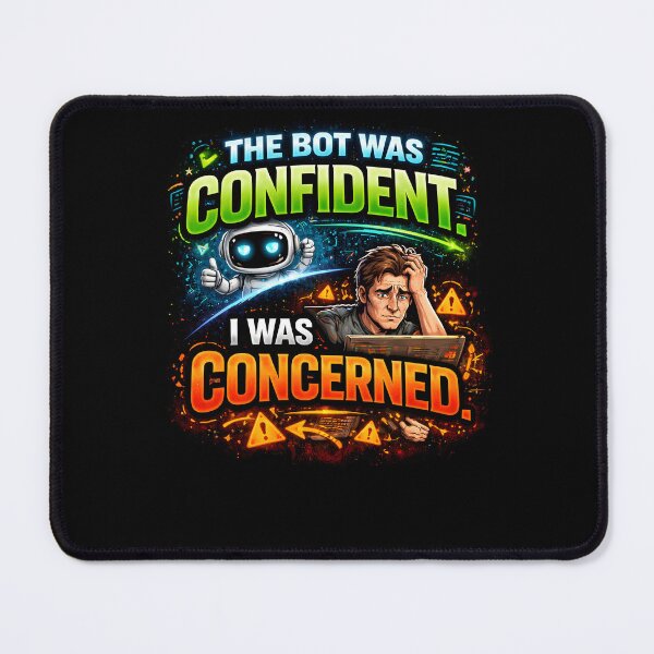 Item preview, The Bot Was Confident, I Was Concerned Funny AI Design designed and sold by FunnyDesignsArt.