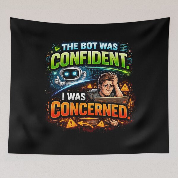 Item preview, The Bot Was Confident, I Was Concerned Funny AI Design designed and sold by FunnyDesignsArt.