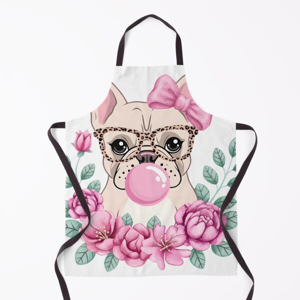 Item preview, Frenchie in Leopard Glasses Blowing Bubble Gum Watercolor Floral designed and sold by AmazingViews.