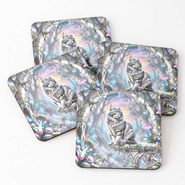 Item preview, Grey Cat in Enchanted Forest designed and sold by coribeth.