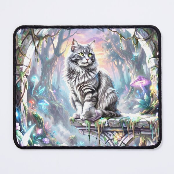 Item preview, Grey Cat in Enchanted Forest designed and sold by coribeth.