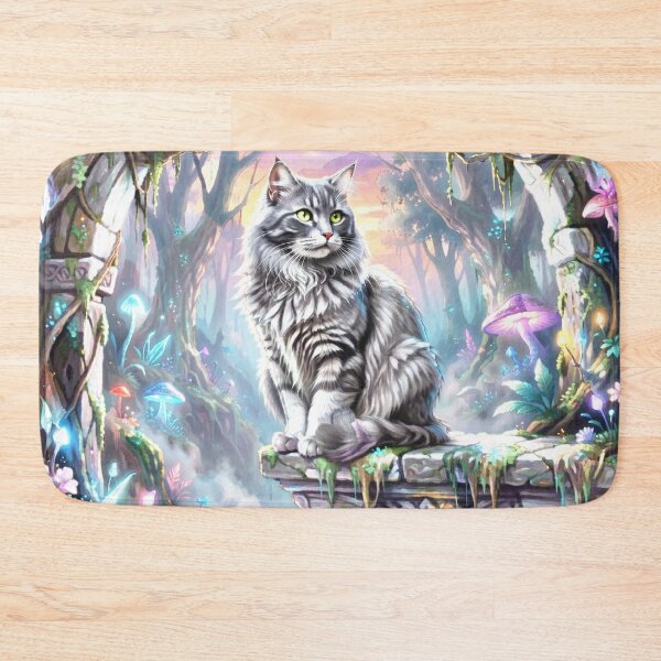 Item preview, Grey Cat in Enchanted Forest designed and sold by coribeth.