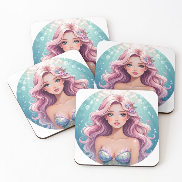 Item preview, Beautiful Mermaid with Pink Hair designed and sold by Ink And Inspire.