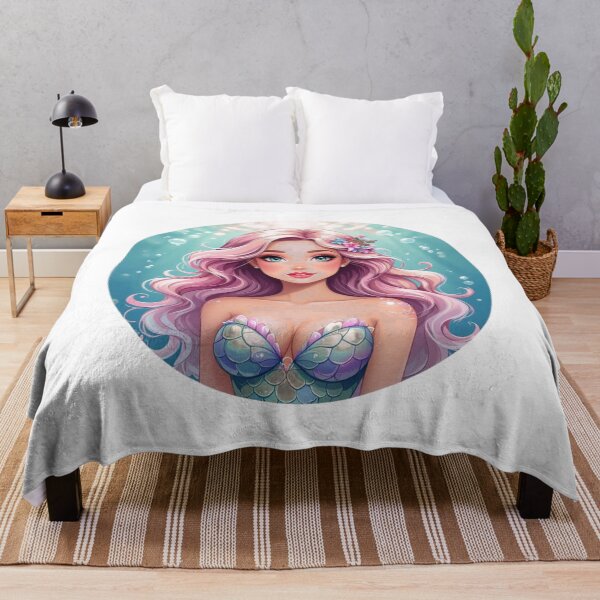 Item preview, Beautiful Mermaid with Pink Hair designed and sold by Ink And Inspire.